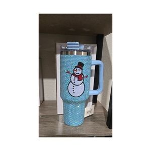 Snowman Blue Tumbler with Handle